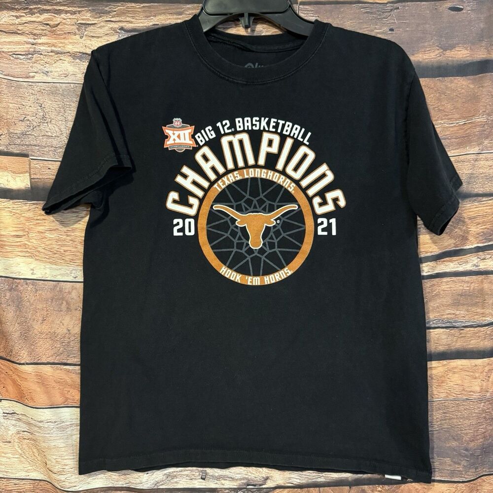 Texas Longhorns Shirt Big 12 Basketball Champions 2021 Hook Em Horns Youth L